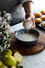 preparing a cake
