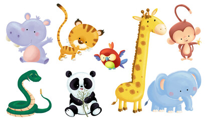 Naklejka premium Illustration of baby animals set