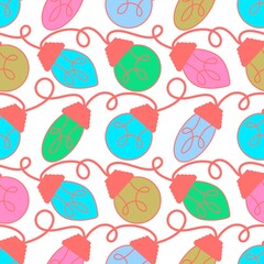 Festive illumination seamless light bulbs pattern for Christmas wrapping paper and kids clothes print