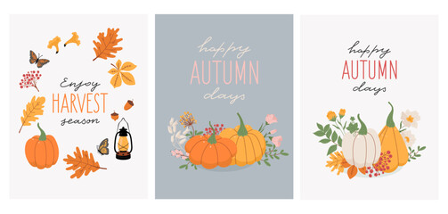 Set of cute autumn cards