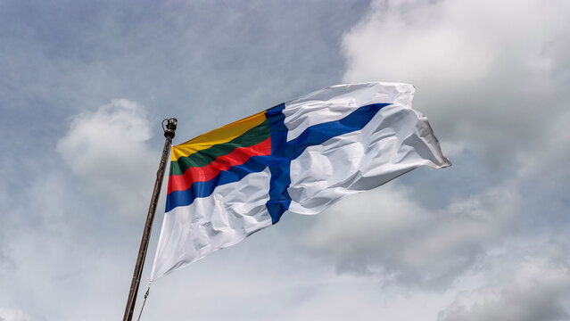 Lithuania Navy flag in wind