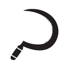 Farming sickle harvesting tool icon | Black Vector illustration |