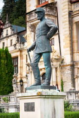 Fototapeta na wymiar King Carol statue at The Peles Castle in Romania