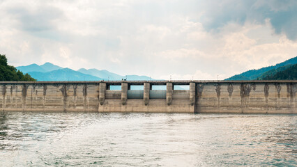 View of Bicaz lake and dam in Romania