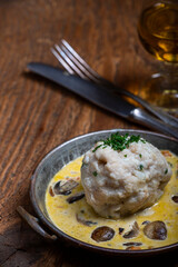 dumpling in mushroom sauce