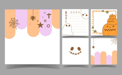 Halloween notes Template for Greeting Scrap booking Card Design. cute background.