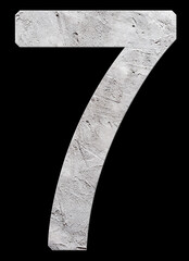 Number 7 with concrete texture, on black background