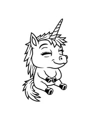 Kleines sitzendes Comic Einhorn 