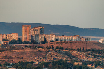 Old soviet residential buildings on a hill. Tbilisi, Georgia.