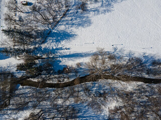 Aerial Winter view of South Park in city of Sofia, Bulgaria