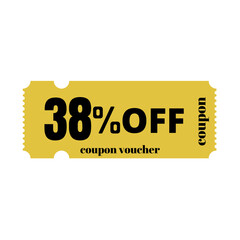 38% big sale discount, special offer,(Black Friday) coupon voucher number tag vector illustration. Thirty-eight 