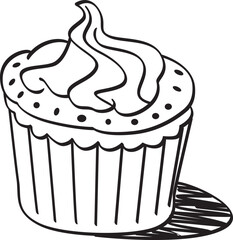 Hand drawn Piece of  cup cake on white background, vector illustration