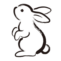 卯年年賀状_うさぎの線画イラスト