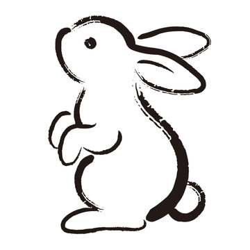 recommend clip art: 卯年年賀状_うさぎの線画イラスト