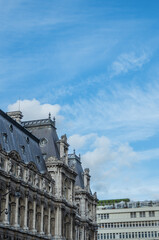 Fototapeta na wymiar Louvre Museum castle paris detail of the facade Hotel de Ville Paris-rue Lobau