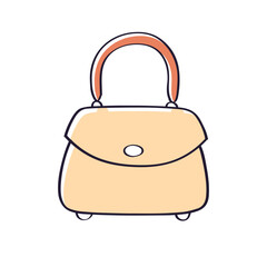 Beige brown fashionable women handbag or purse bag isolated vector illustration