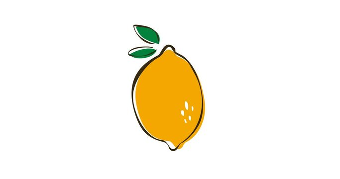hand drawn yellow lemon fruit animation