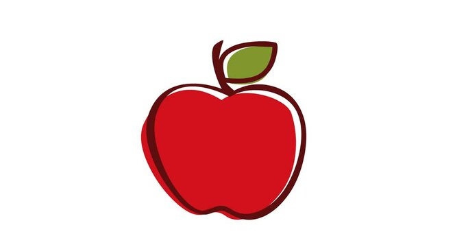 red apple fruit hand drawn animation