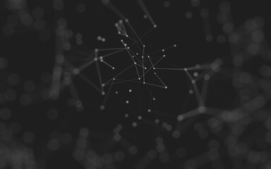 Abstract background. Molecules technology with polygonal shapes, connecting dots and lines. Connection structure. Big data visualization.