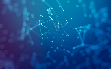 Abstract background. Molecules technology with polygonal shapes, connecting dots and lines. Connection structure. Big data visualization.