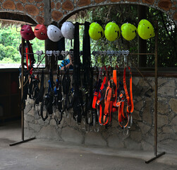 Safety equipment for zip line jumps