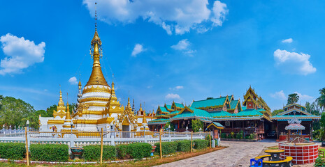 Panorama with Chedi of Wat Chong Klang Temple, Mae Hong Son, Thailand