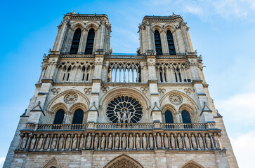 Fototapeta na wymiar The famous Notre-Dame de Paris cathedral, French Gothic architecture Paris, France