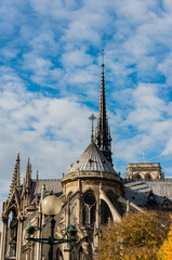 Fototapeta na wymiar Pre fire The famous Notre-Dame de Paris cathedral, French Gothic architecture Paris, France