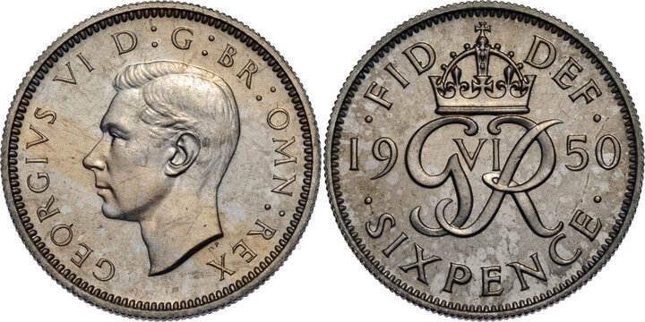 Great Britain, George VI, Sixpence 1950, UNC