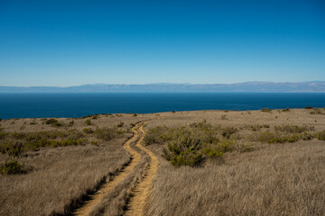 Fototapeta na wymiar Two Track Trail Along The Cliffs of Santa Cruz Island