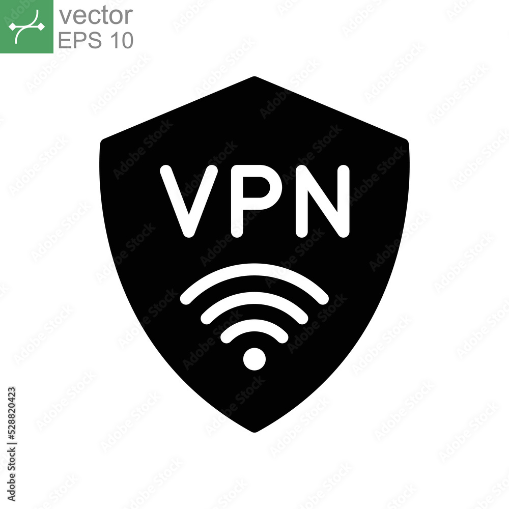 Aufkleber vpn icon. internet security concept. simple shield with protection wi-fi symbol and virtual private 