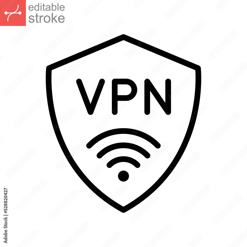 Aufkleber vpn icon. virtual private network internet security. simple shield with protection wi-fi. active saf