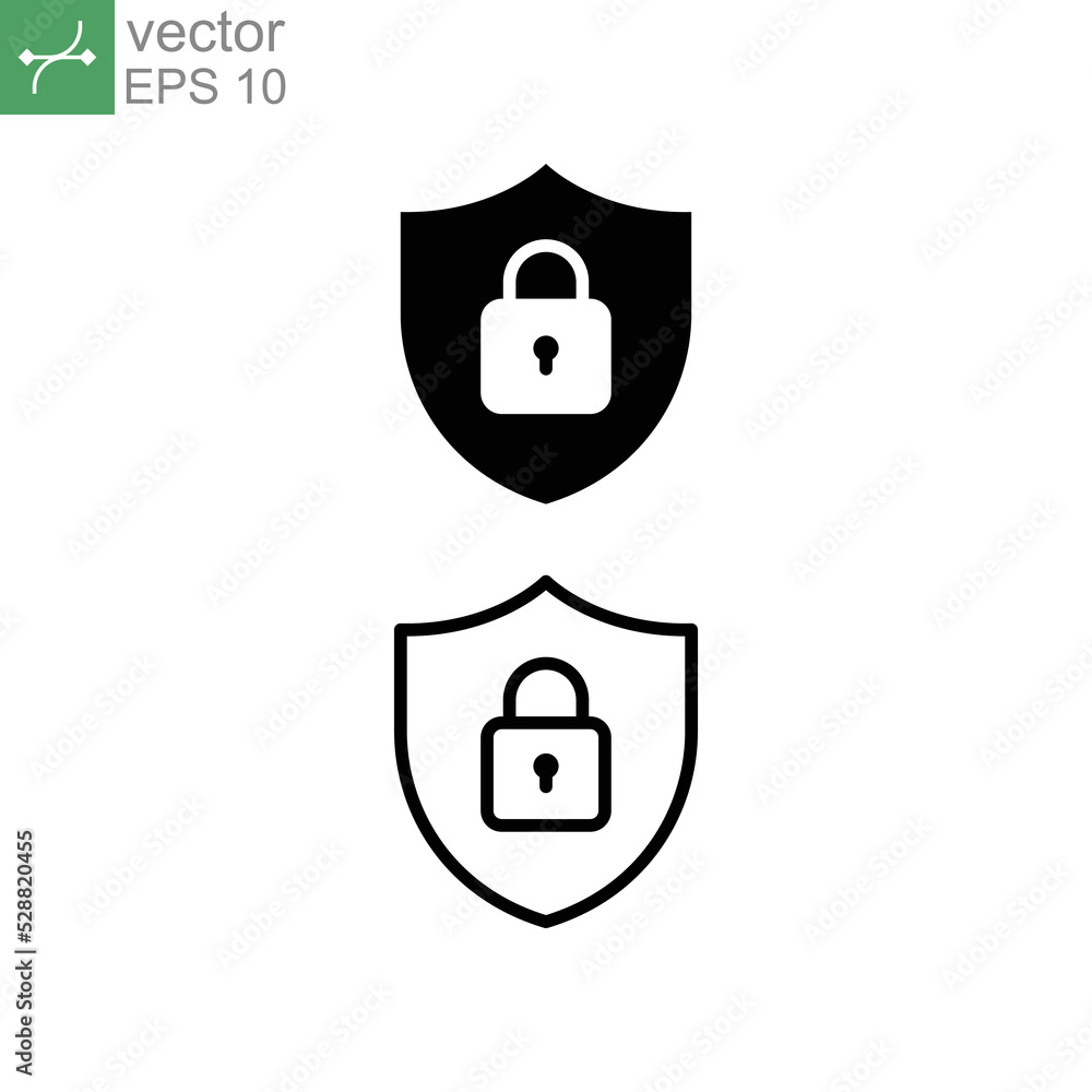 Aufkleber padlock security icon. line and solid style. shield lock cyber security. antivirus protection. passw