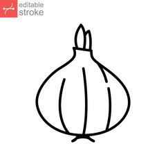 Fresh onion icon, outline style vegetable for graphic and web design collection logo. Outline style Vector illustration. Design on white background EPS 10