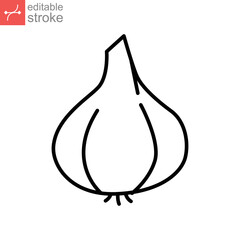 Garlic bulb icon. allium sativum healthy vegetables veggie  ingredient for food apps and websites. outline style. Editable stroke. vector illustration. design on white background. EPS 10