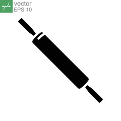 rolling pin icon, baker icon. dough flour Wooden rolling pin plunger.  Kitchen appliance utensil symbol for cooking food and bakery. Solid style vector illustration design on white background EPS 10