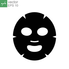 Facial sheet mask icon. Cosmetology, medicine health care. skin care beauty product packaging. Cosmetic spa product for clean skin. solid style. vector illustration. design on white background. EPS 10