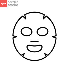 Facial sheet mask icon. Cosmetology, medicine health care. skin care beauty product packaging. Cosmetic spa product for clean skin. outline style vector illustration design on white background. EPS 10