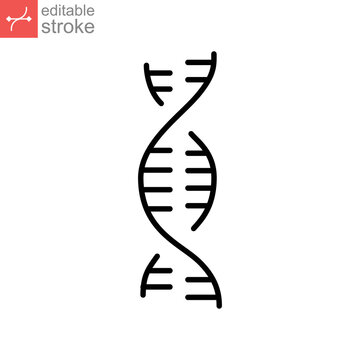 RNA icon, biology, chromosome, DNA. Genetic code symbol Outline style. genome molecular spiral genetic. Heredity biological. editable stroke vector illustration design on white background. EPS 10