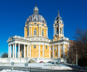 Fototapeta na wymiar Image of the Basilica of Superga Turinin winter, Piedmont, Italy