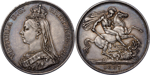 Great Britain, Victoria, Crown 1887, Toned, aUNC