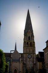 Fototapeta premium Old streets and houses of Auxerre, medieval city on river Yonne, north of Burgundy, France