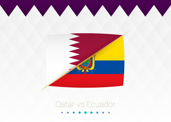 National football team Qatar vs Ecuador. Soccer 2022 match versus icon.
