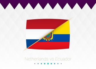 National football team Netherlands vs Ecuador. Soccer 2022 match versus icon.