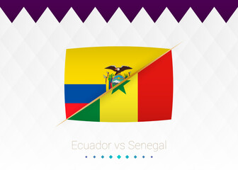 National football team Ecuador vs Senegal. Soccer 2022 match versus icon.