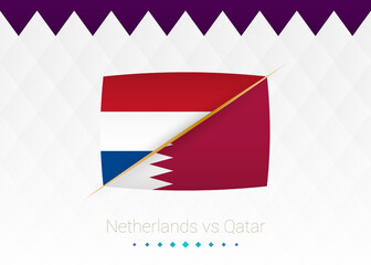 National football team Netherlands vs Qatar. Soccer 2022 match versus icon.