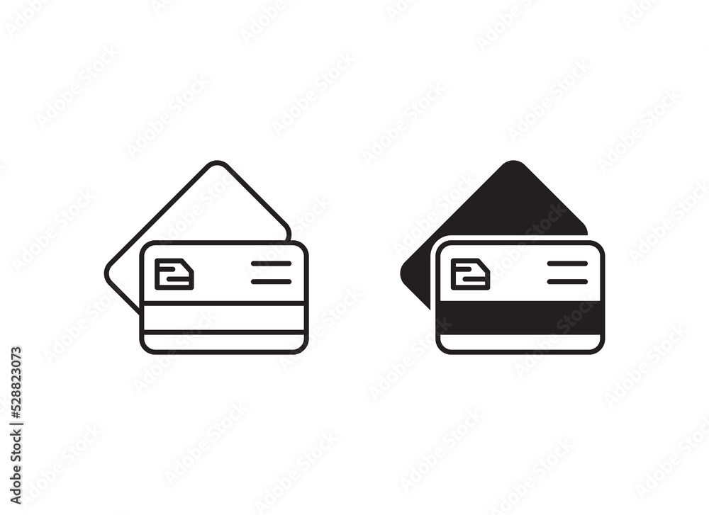 Canvas Prints credit card icon with black and white design on isolated background