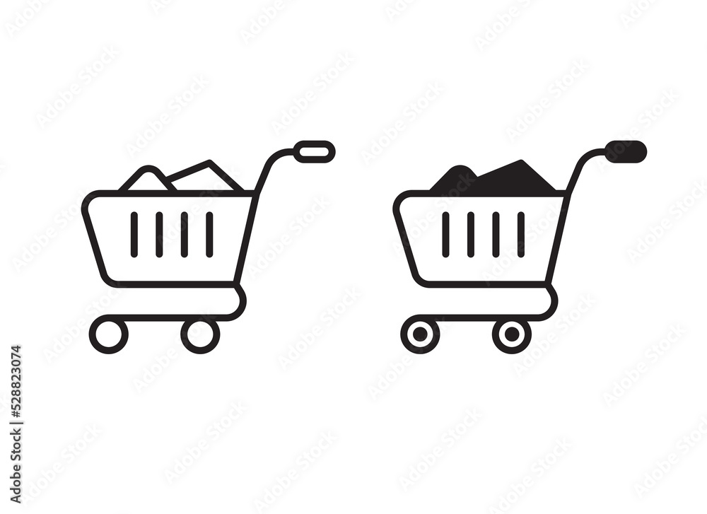 Canvas Prints shopping cart icon with black and white design on isolated background