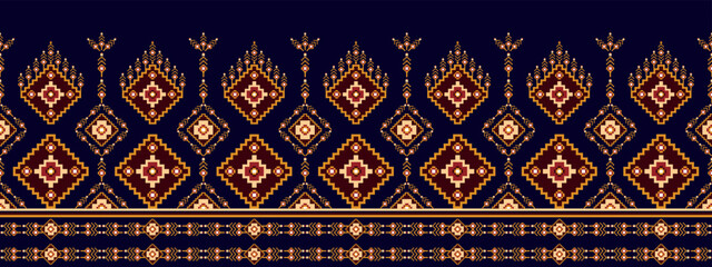 Geometric ethnic seamless pattern design. Aztec fabric carpet boho mandalas textile decor wallpaper. Tribal native motif flower traditional embroidery vector illustrated background 