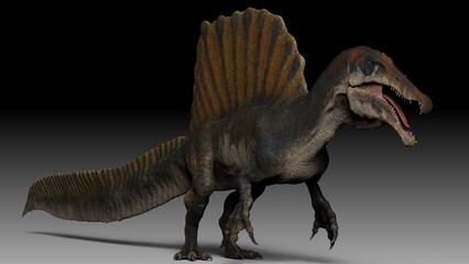 Spinosaurus of background, 3d sculpting model. 3d rendering